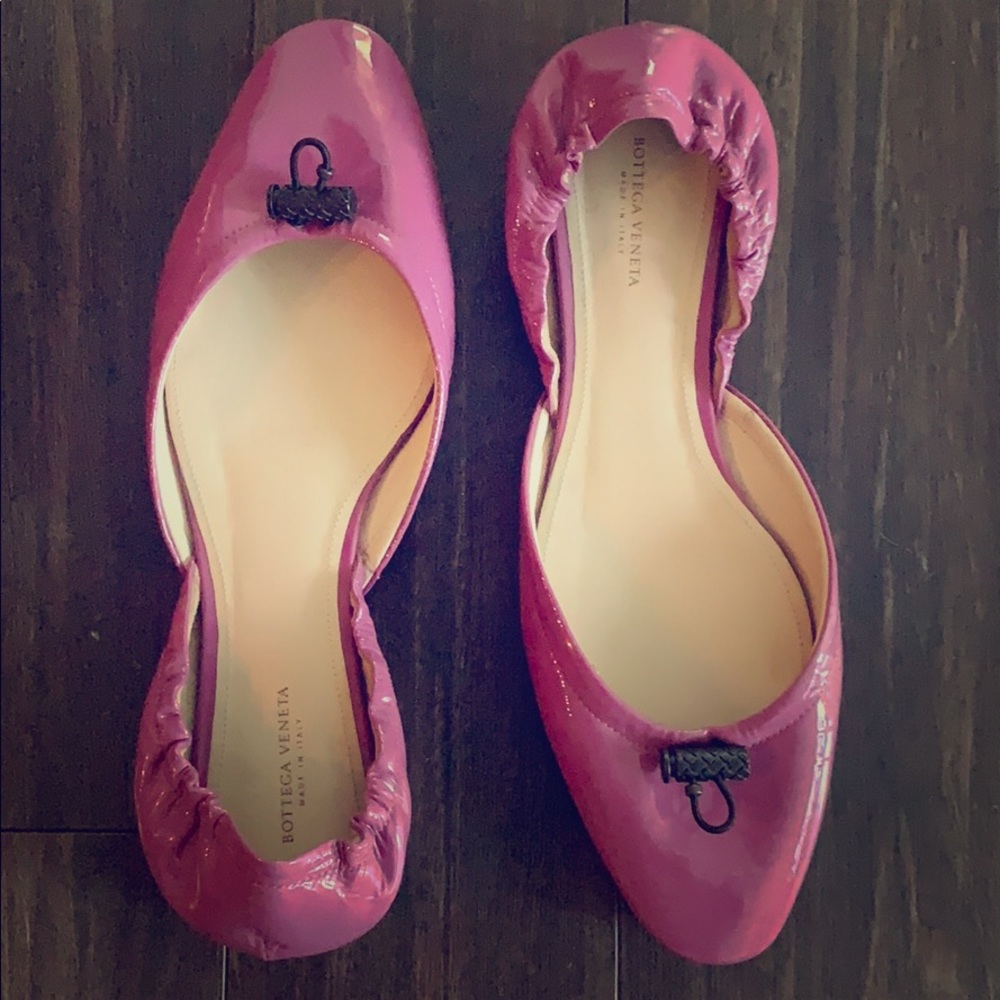 Bottega Veneta purple patent leather flats